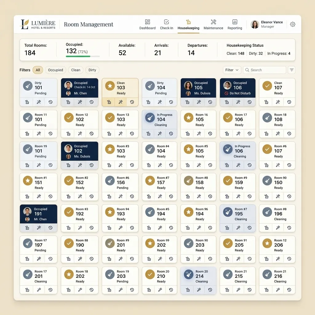 Hotel Room Management Interface